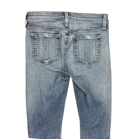 Rag & Bone Mid Rise Skinny Jean Blue Ripped Distressed Denim size 25 Medium Wash - Picture 7 of 10
